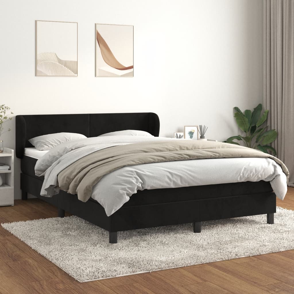 Cama con somier y colchón Negro 120x200 cm Tela