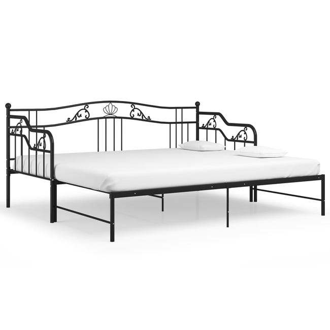 vidaXL Estructura de cama extensible metal negra 80x130/200 cm