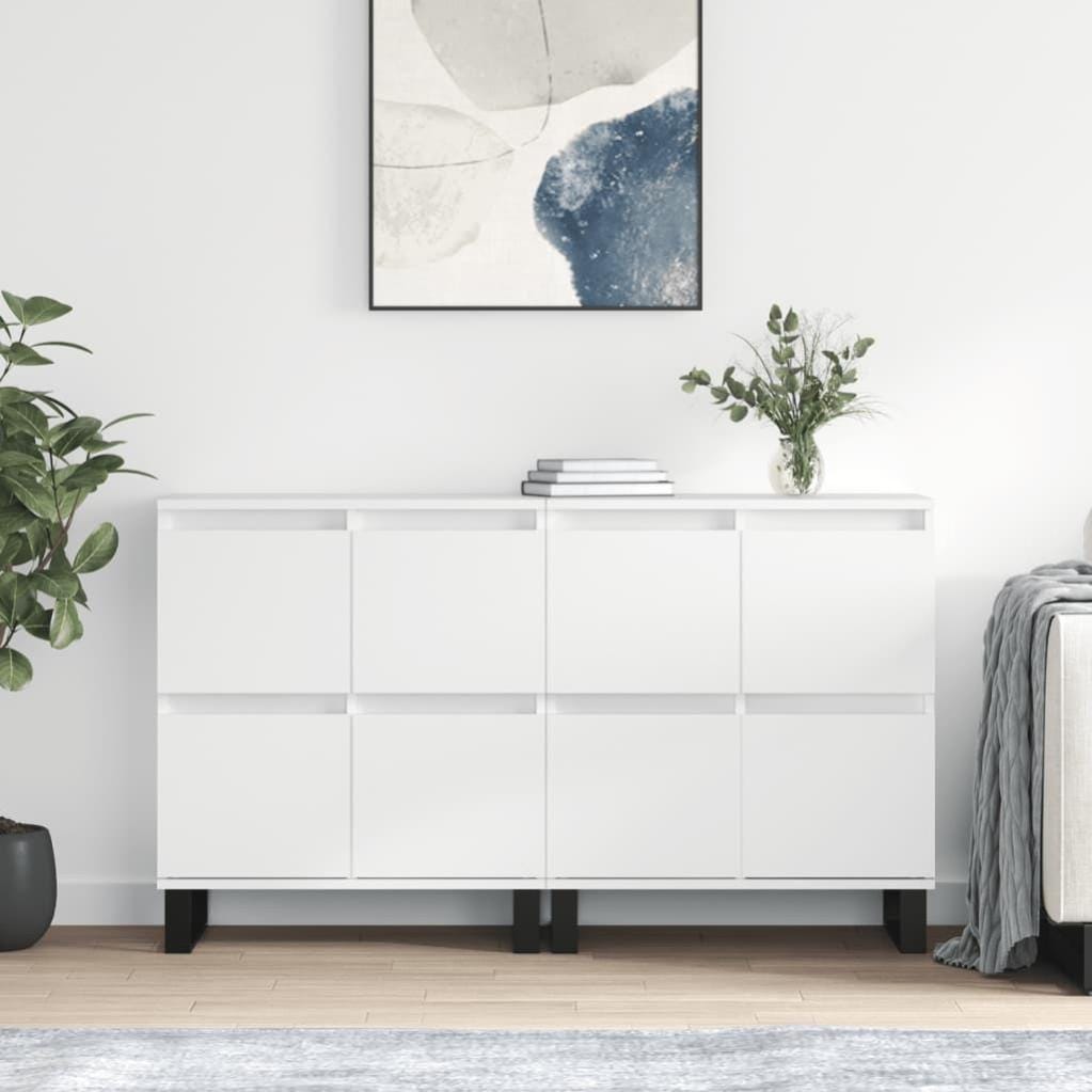 Buffets 2 Pcs Blanc Brillant Bois D ing nierie Leroy Merlin buffets-2-pcs-blanc-brillant-bois-d-ing-nierie-leroy-merlin