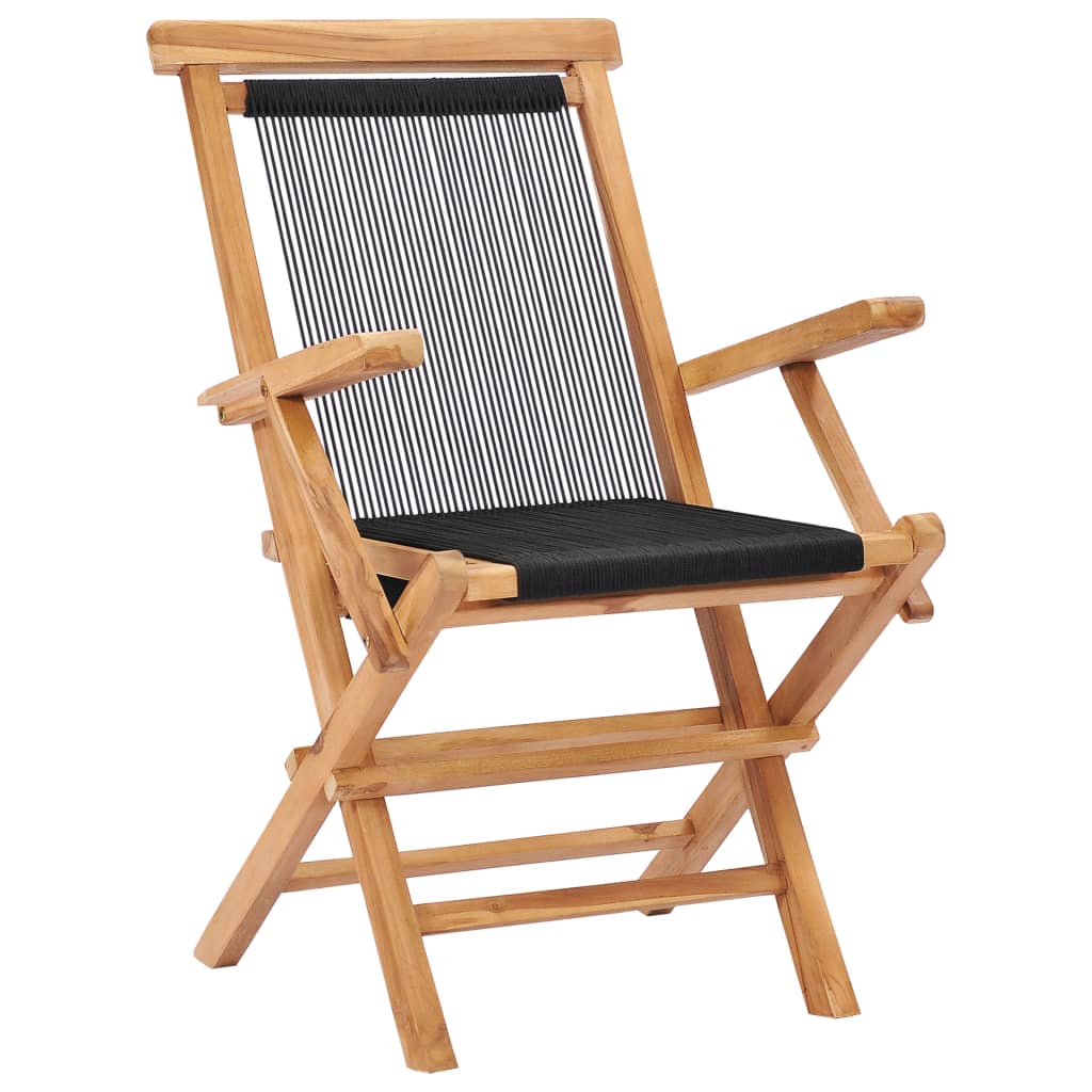 Chaise en bois de teck avec accoudoirs et corde synthétique Bali
