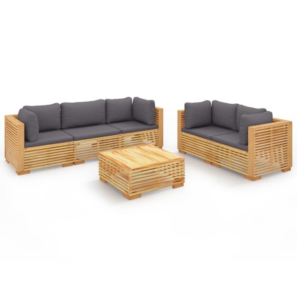 VidaXL Set Divano da Giardino 6 pz con Cuscini Beige in Polyrattan