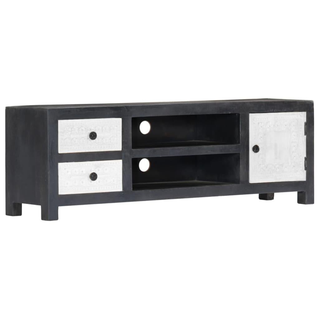 Mobile Porta TV 110x35x40 cm in Legno Massello di Mango Grezzo vidaXL