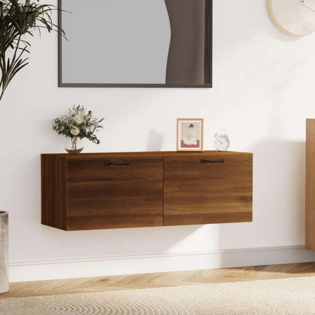 VidaXL Credenze In Legno Multistrato Rovere Marrone – 2 Pezzi Con Ante, 70x35,5x67,5 Cm, Con Fissaggio A Muro - 2
