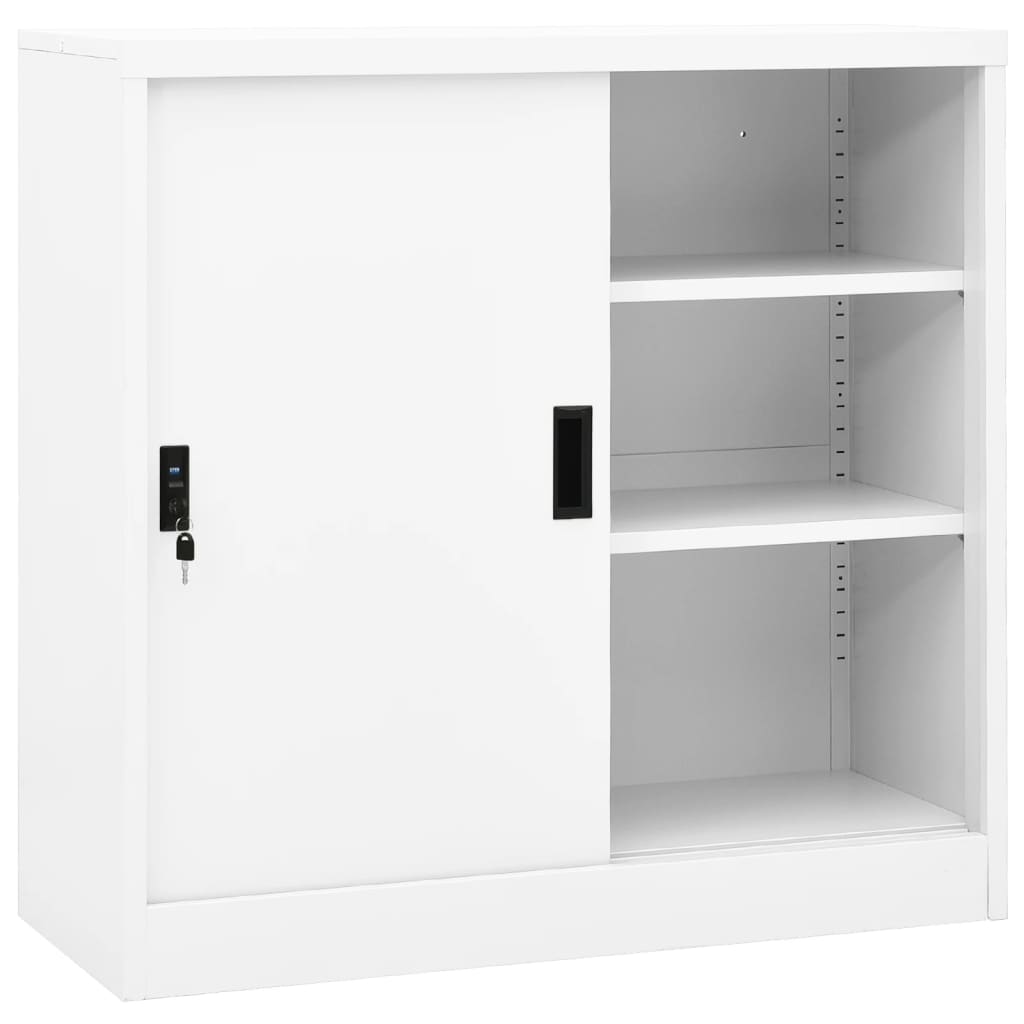 Armadio da ufficio con anta scorrevole Bianco 90x40x90cm Acciaio