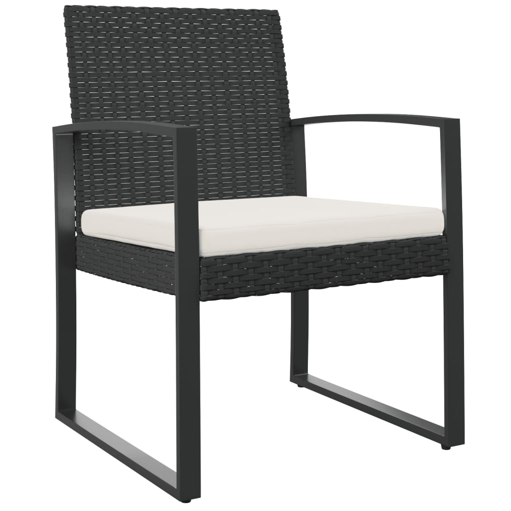 Set di 2 sedie da pranzo da giardino in rattan PP nero