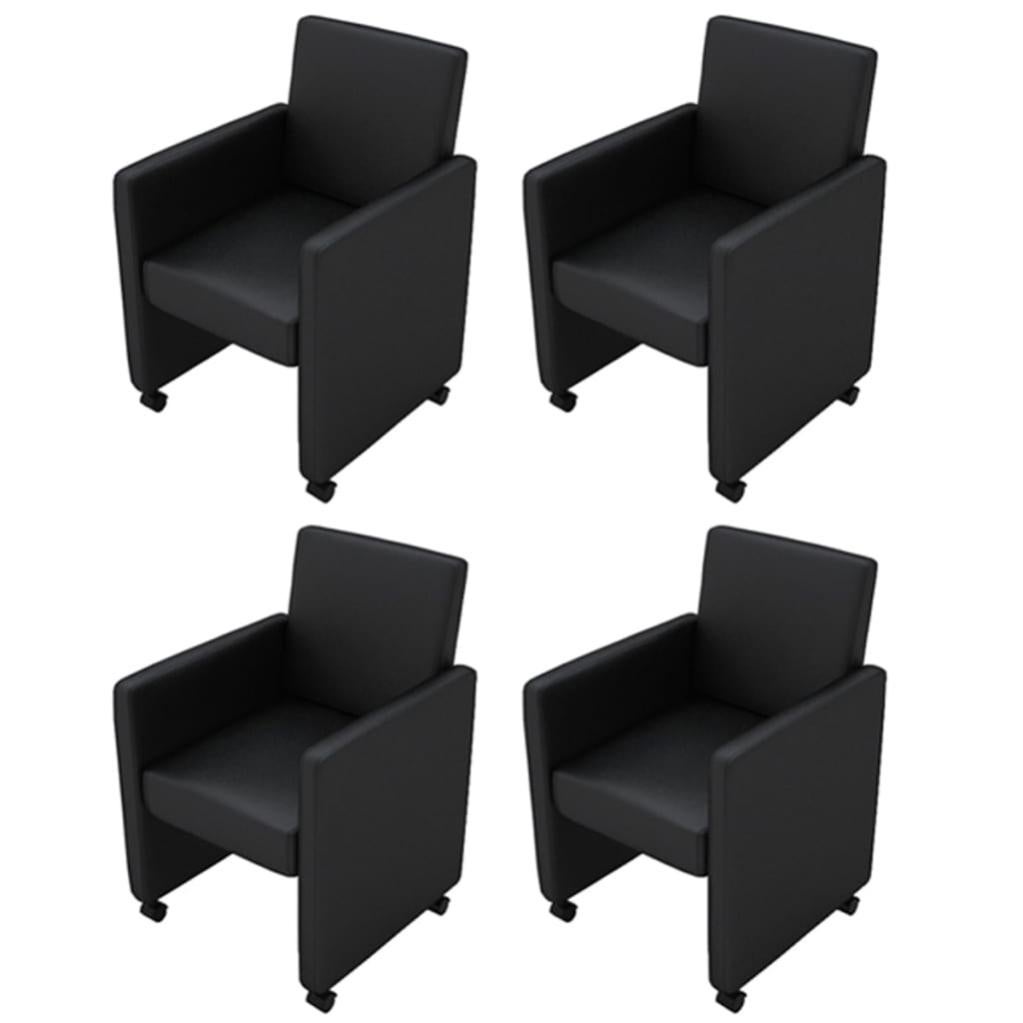 Set 4 Sedie Da Cucina In Polipropilene Con Imbottitura Ecopelle E Gambe In Metallo – Design Scandinavo Moderno, Nero, Per Sala Da Pranzo O Locale
