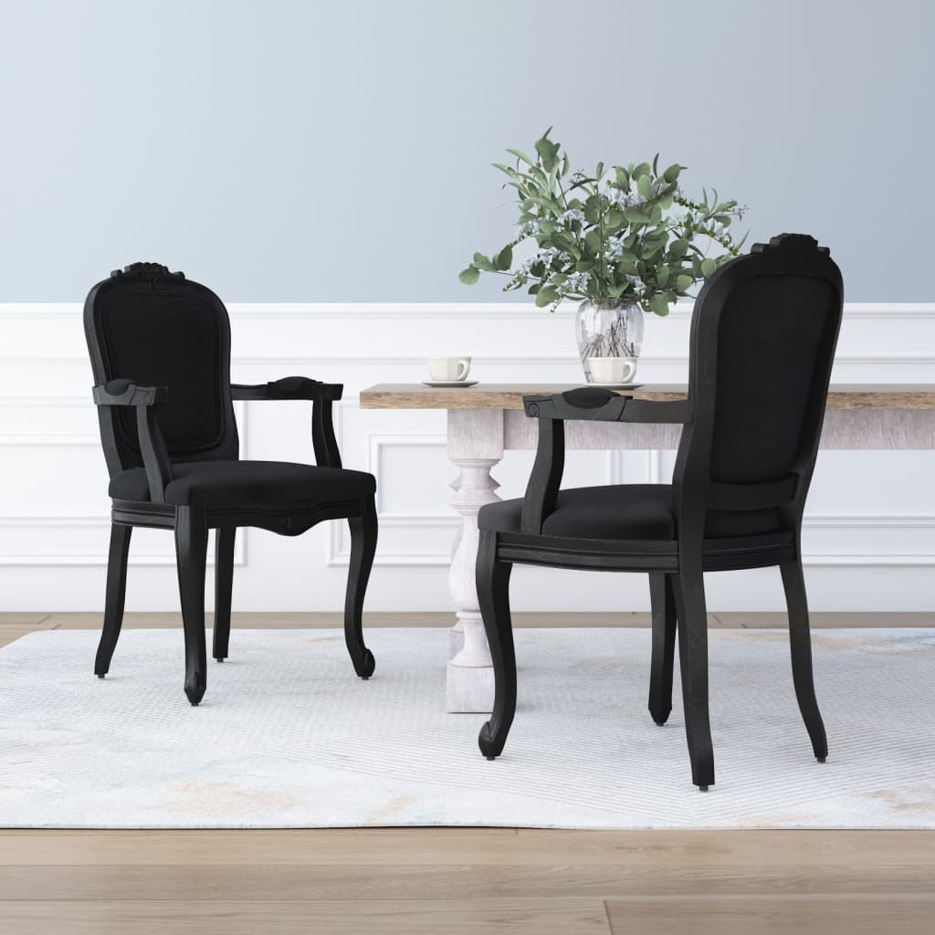 Cadeira de jantar francesa, conjunto de 2 cadeiras de veludo
