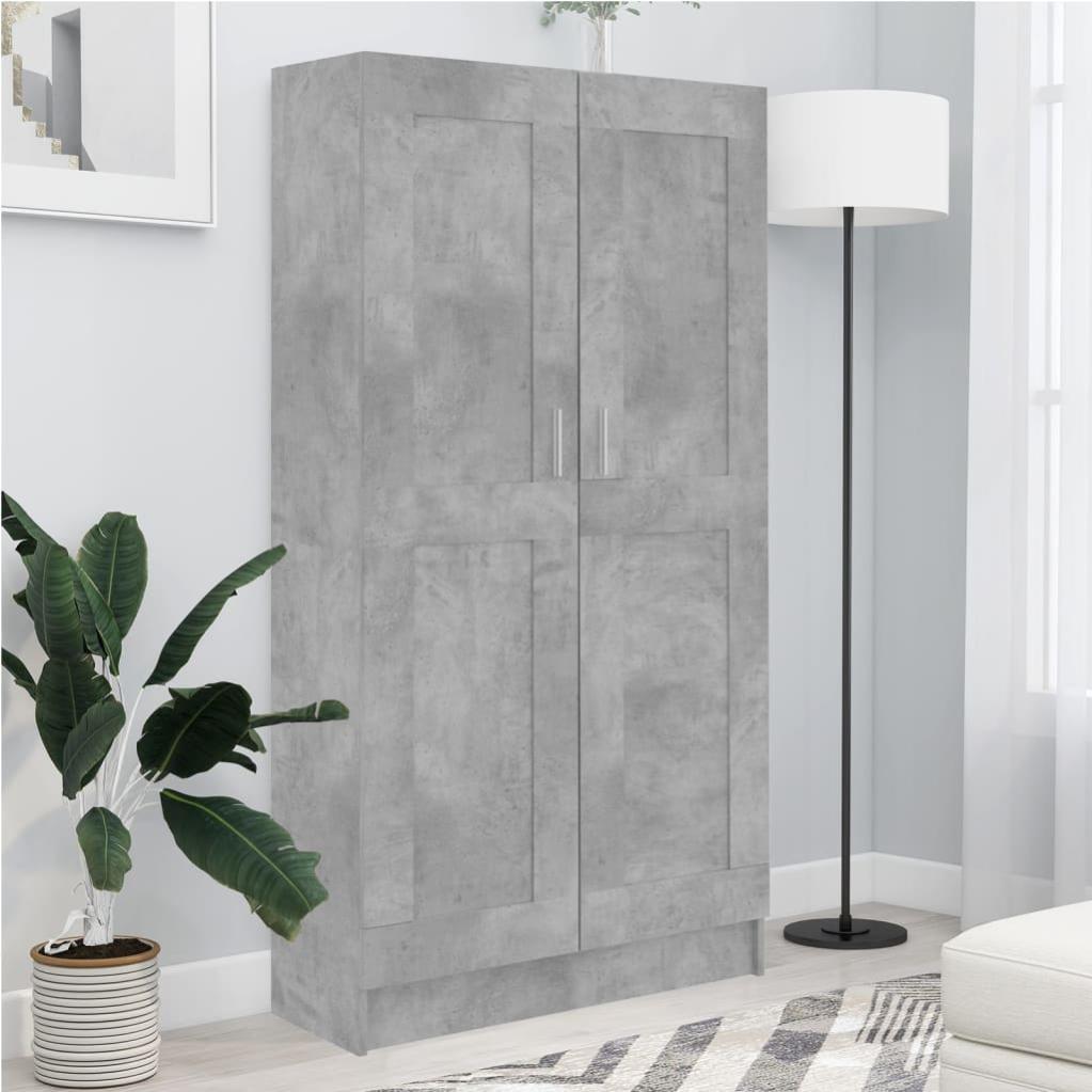 Libreria Grigio Cemento 80x24x75 cm in Legno Multistrato