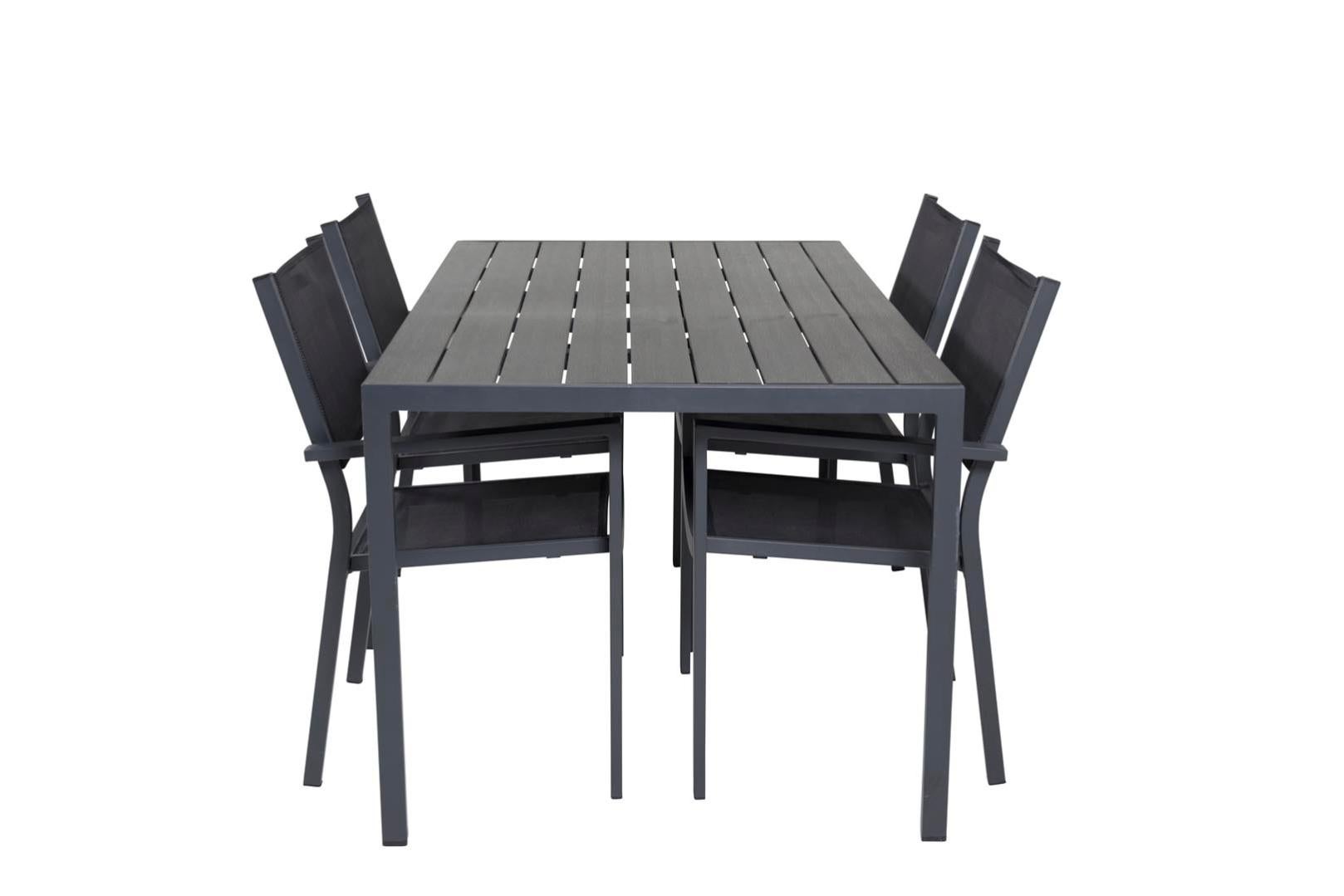 Break ensemble table et chaises de jardin, table 150x90cm, 4 chaises