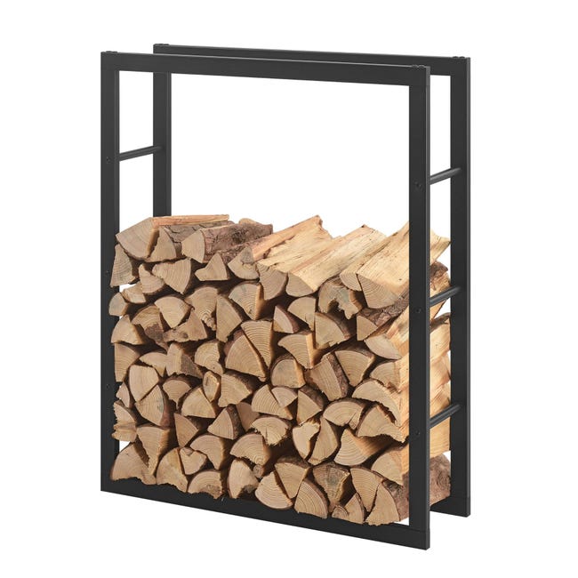 Range-bûches pour usage intérieur extérieur porte-bûches design support  rangement bois de chauffage en acier 80 x 25 x 1