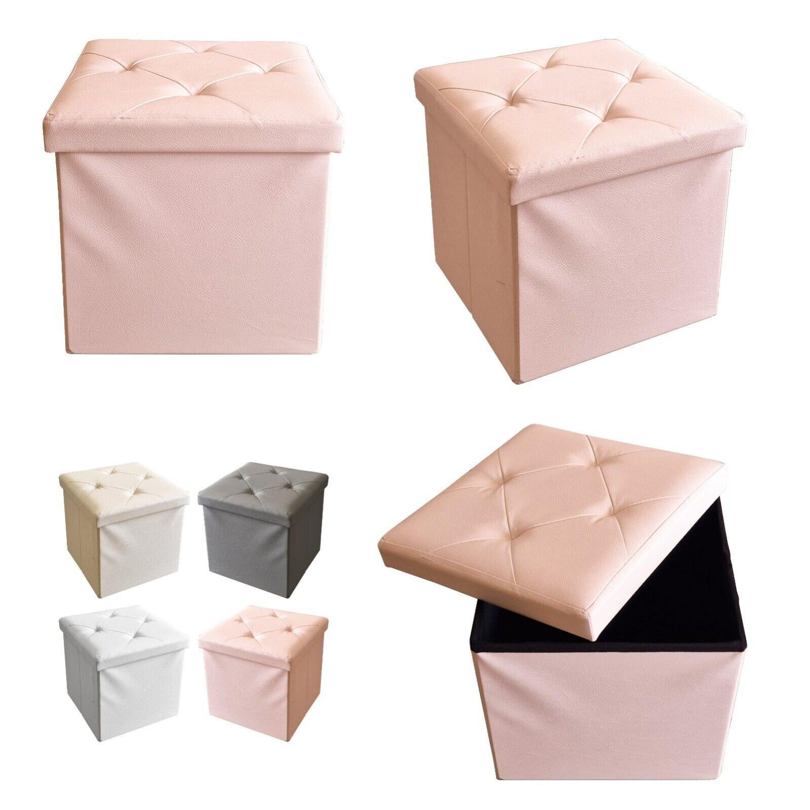 Pouf Contenitore Sgabello Multiuso in Tessuto Arancione