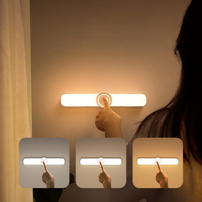 Luz LED con pilas para debajo del armario, luces inalámbricas de noche,  Puck regulables, para armarios, cocina y habitación