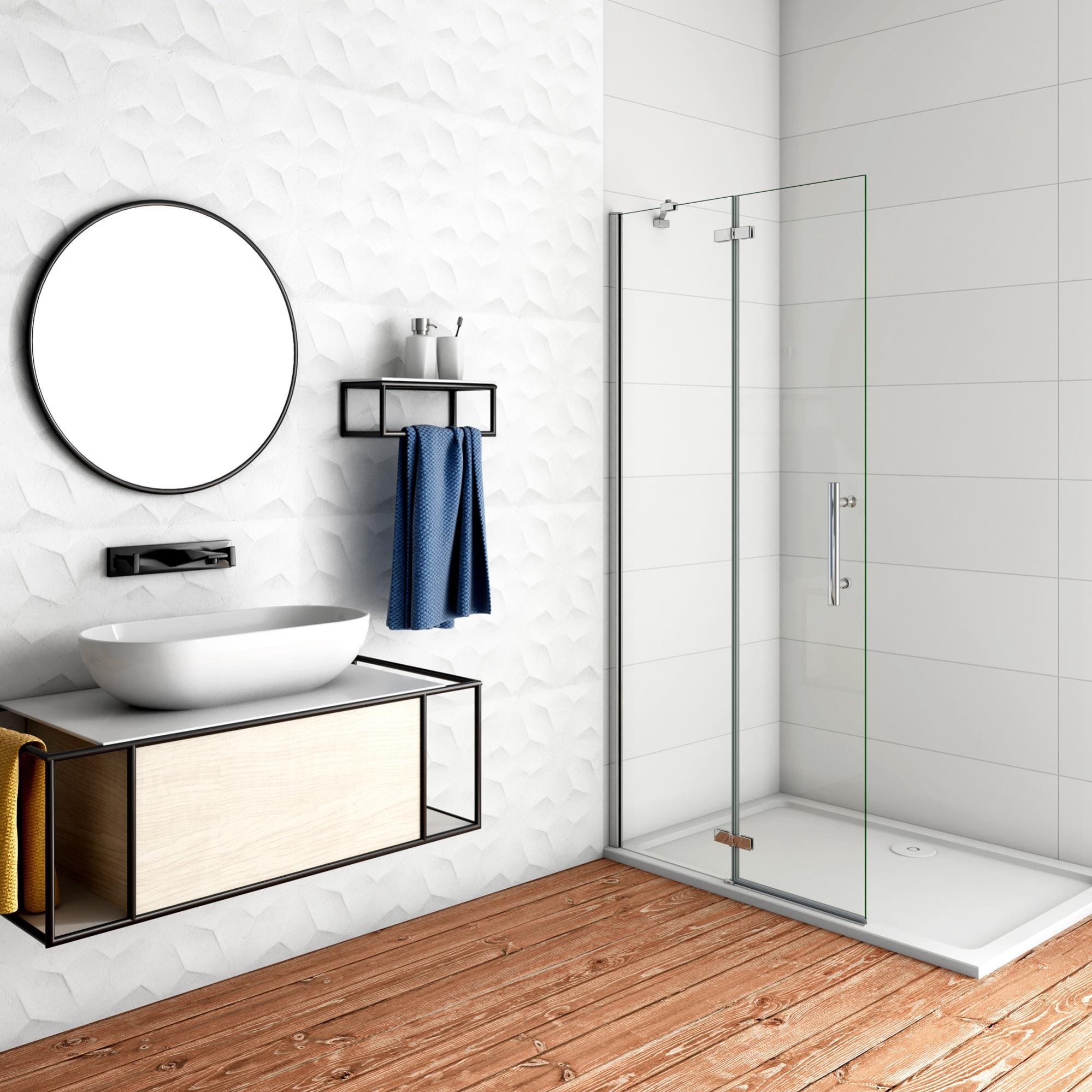 Parete Doccia Walk In AICA 60x200cm - Vetro Temperato 8mm Trasparente, Barra Stabilizzatrice 140cm - Foto 13