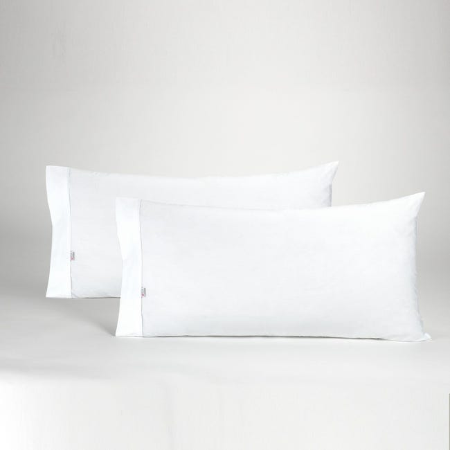 Funda de almohada de percal 100% algodon 200 hilos Color Blanco