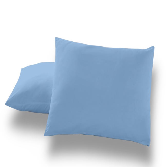 Pack de 2 Fundas de Almohada Polialgodón Color Azul Claro 45 x 90 cm