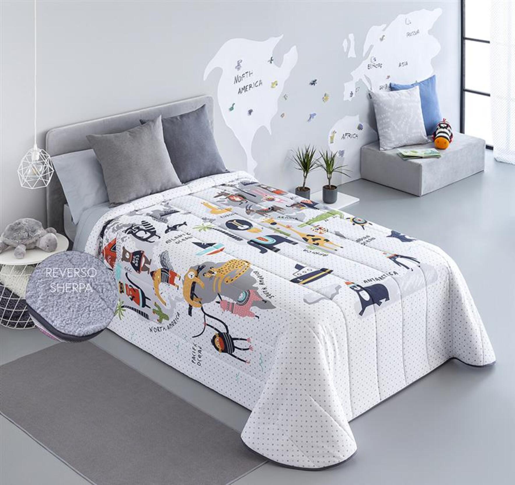 Edredon Estampado Infantil Kenia Con Reverso Sherpa Para Cama De 90 Cm con  Ofertas en Carrefour