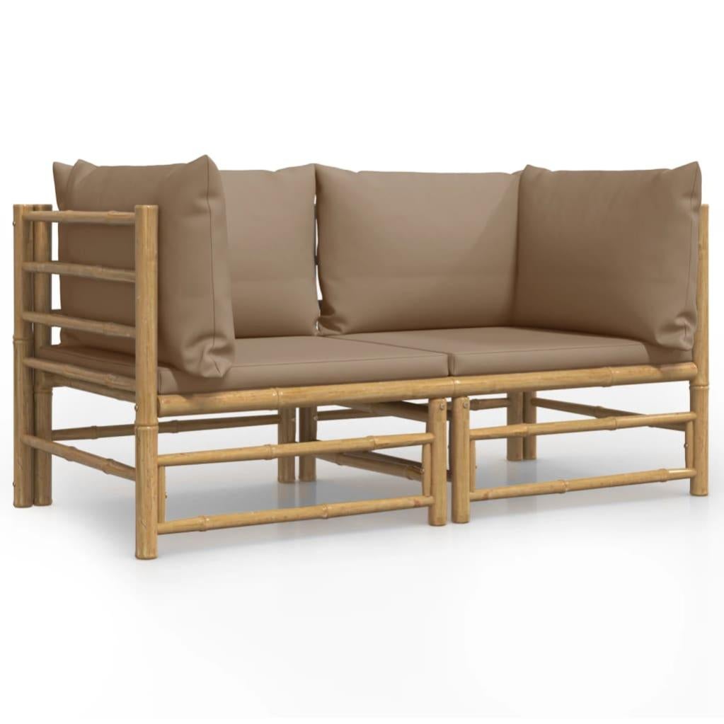 Canapé Jardin 2 Places En Acacia Massif - Avec Coussins Gris, 69x69x62.5 Cm, Résistant Aux Intempéries