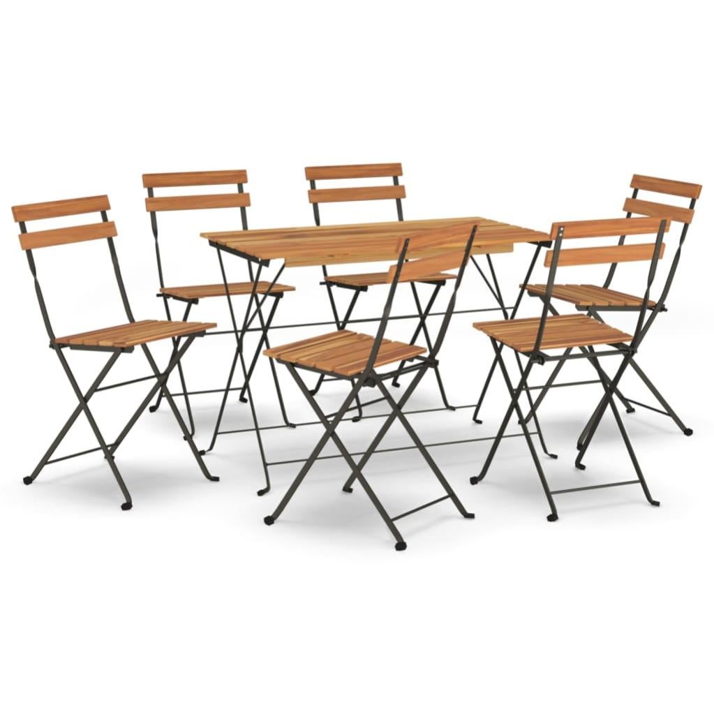 Ensemble Bistro 3 Pièces VidaXL - Bois Acacia Pliable - Table Et 2 Chaises Jardin