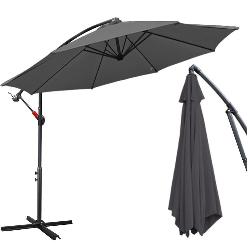 KOMFOTTEU Ombrellone Pieghevole In Legno, 270/300 Cm, 8 Montanti, Inclinabile, Per Giardino E Spiaggia, Beige (Senza Base)