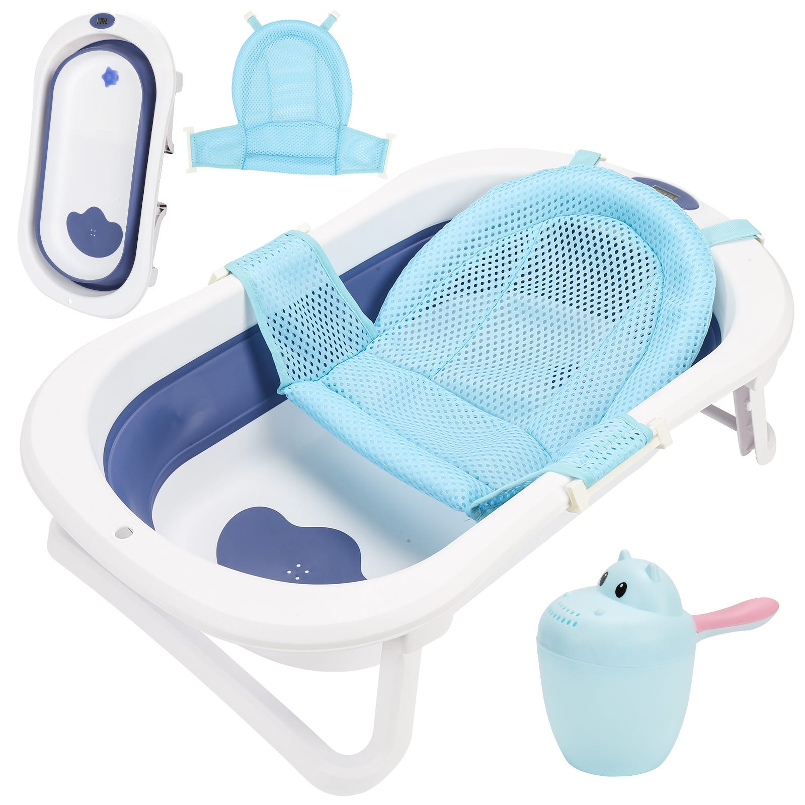 Baignoire bébé avec support 80cm - Baignoire pliable pour bébé avec  thermomètre et coussin de bain - Baignoire pour bébé sur pied sécurisée  pour votre bébé - Baignoire pour nouveau-né : 