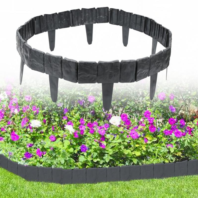 Bordi Per Prato In Plastica Effetto Legno - Recinzione Per Aiuole Da Giardino (Confezione Da 20, Antracite) - Foto 13