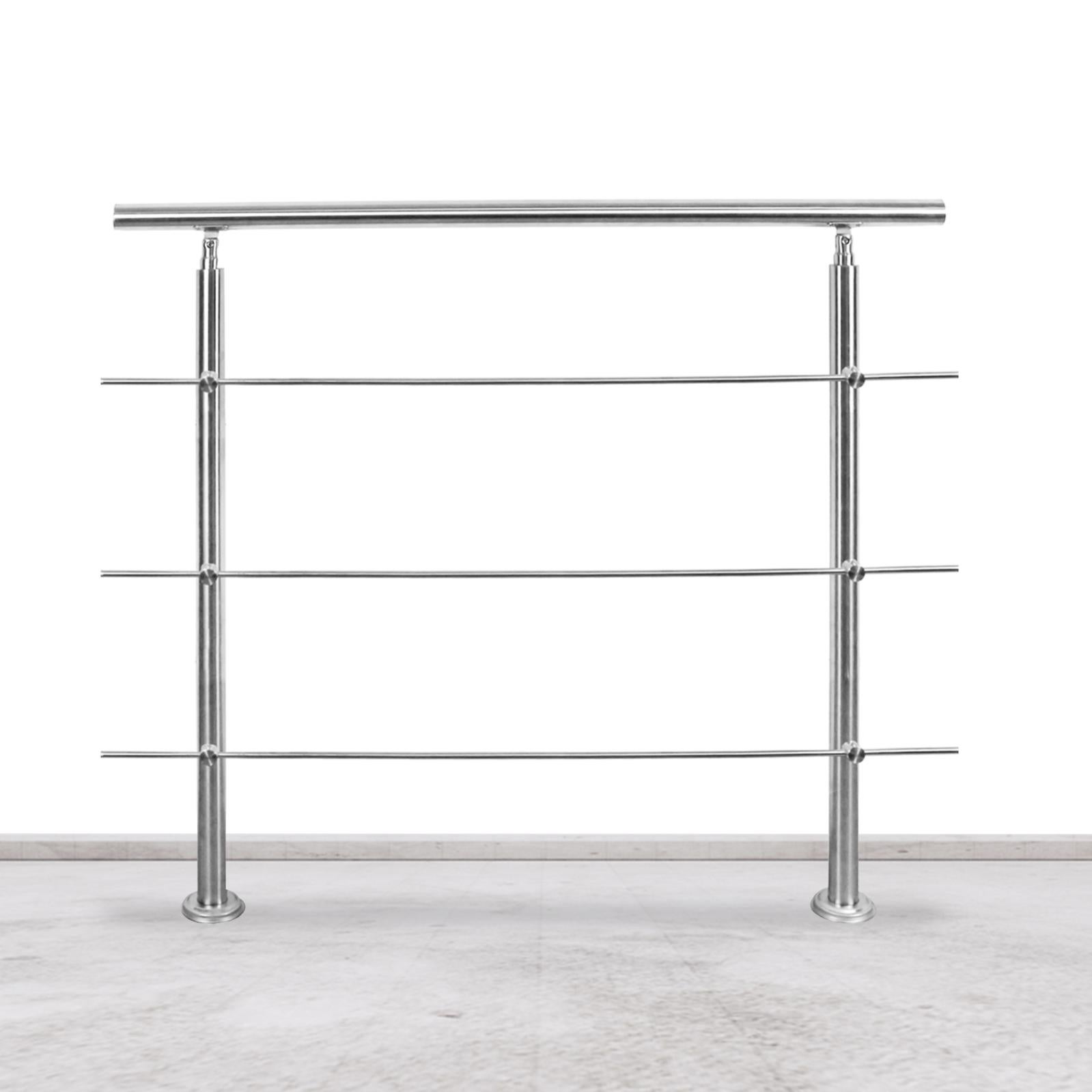 Balaustra Corrimano Ringhiera In Acciaio Inox Spazzolato 150x106cm Per Interni Ed Esterni 5 Barre Trasversali 94703744