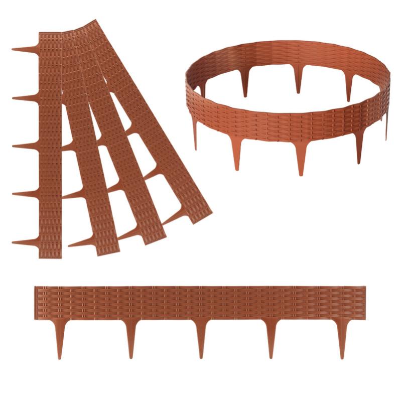 Staccionata In Legno Per Giardino Bordo Per Prato In Plastica Effetto Legno | 14 M, 50 Pezzi, Marrone, Resistente Ai Raggi UV Bordatura Aiuole 14 Metri