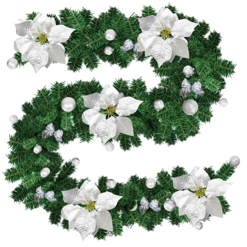 Guirlande De Noël Artificielle Pré-éclairée 9m - Couronne De Flocons Avec 50 Lumières Blanches - Décoration De Fête Intérieur/extérieur