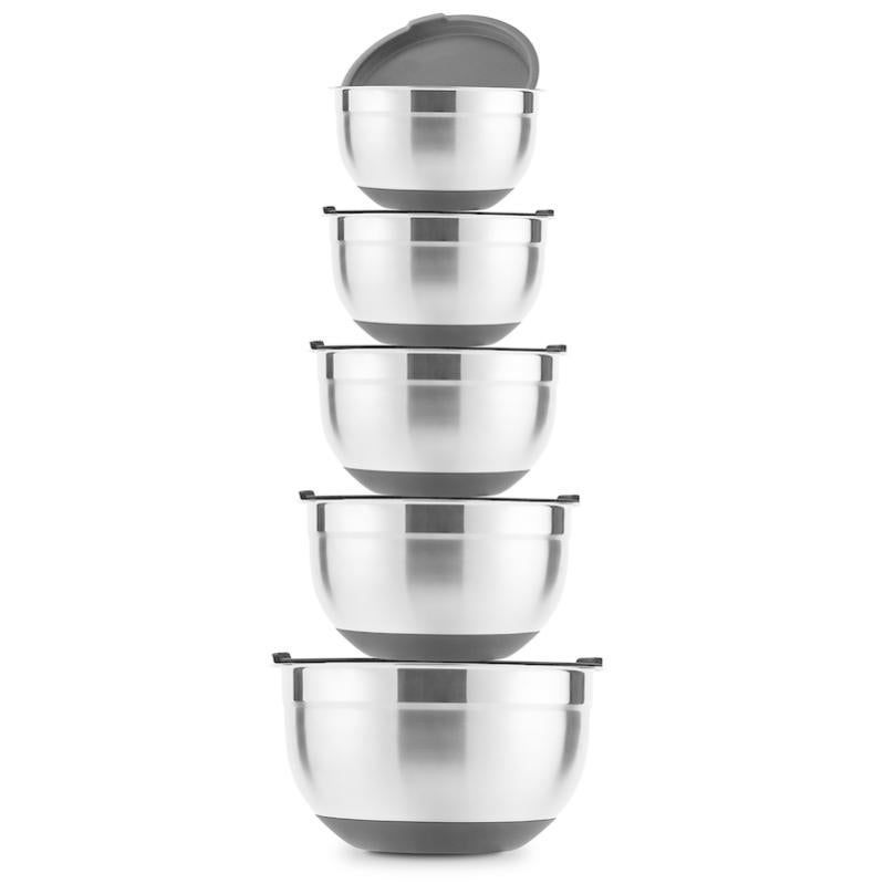 Lot De 5 Bols En Acier Inoxydable - 1L à 3.5L, Gradués, Empilables, Pour Cuisine Et Pâtisserie - 2
