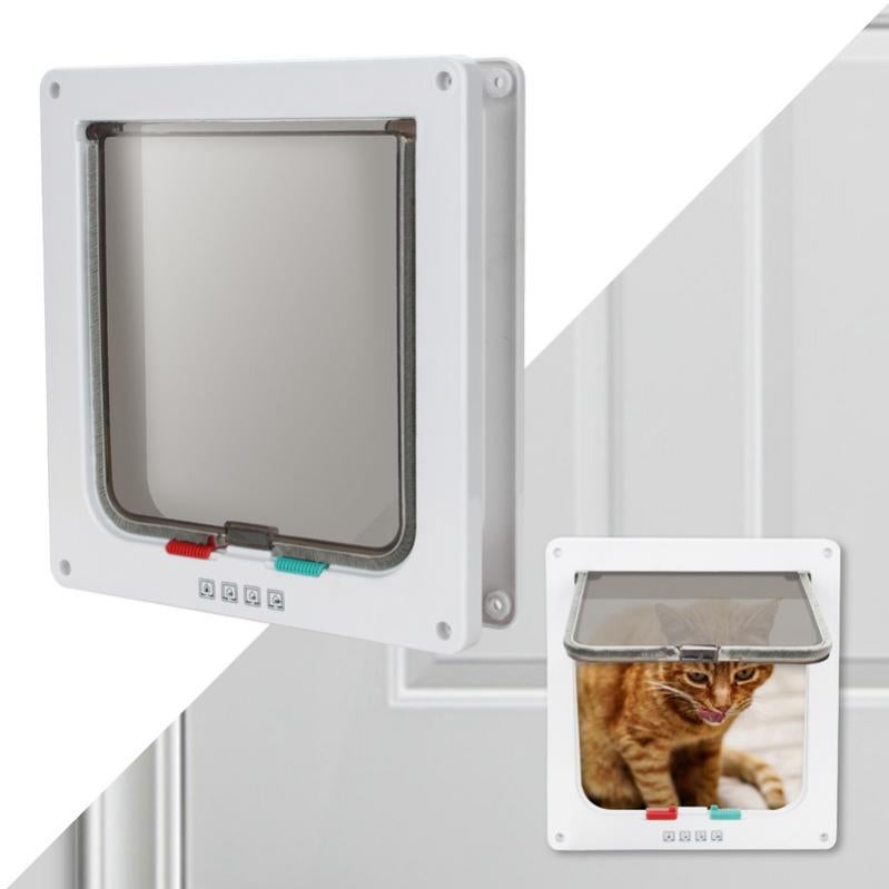 Cancelletto per scale con porta per gatti, cancello per bambini con chiusura automatica per animali domestici, cancello di sicurezza in metallo da 74,9 a 123,2 cm, per porta, scale, casa, camminata