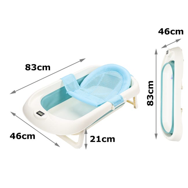 Banheira dobrável para bebé com almofada de casa de banho antiderrapante e  termómetro com ecrã digital, perfeita para recém-nascidos e bebés (azul) :  : Produtos para Bebé