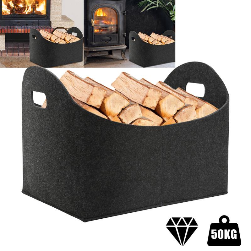 Set di 2 sacchi in feltro per legna da ardere, 55 x 30 x 40 cm, feltro