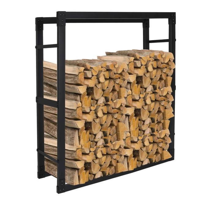 Etagere porte bois Range buches Porte buche noir rack pour bois de chauffage pour interieur exterieur150x100x25cm Leroy Merlin
