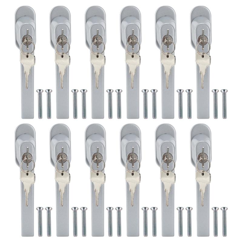 12 Maniglie Per Finestre Con Serratura Bambini - Alluminio, Bianco, Lunghezza Perno 35mm - Foto 3