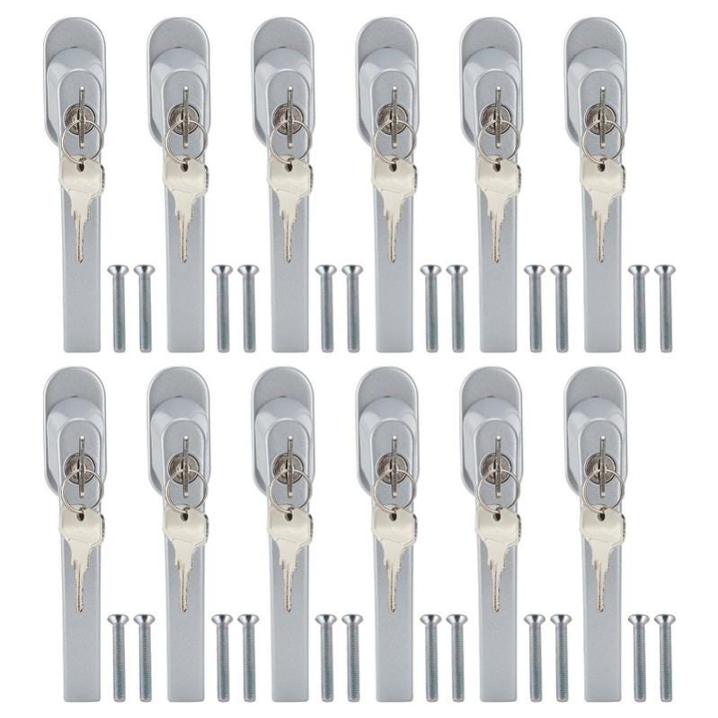 12 Maniglie Per Finestre Con Serratura Bambini - Alluminio, Bianco, Lunghezza Perno 35mm - Foto 3