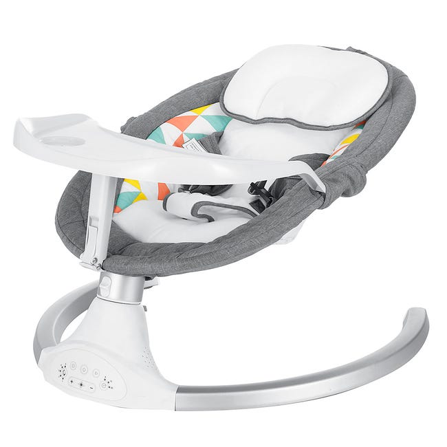 Balanço elétrico para bebês, espreguiçadeira musical para bebês de 0 a 12  meses, 5 velocidades de balanço, mosquiteiro e mesa de jantar removível