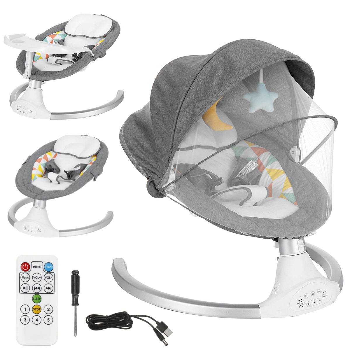 Balançoire électrique bébé, Transat musique bébé 0-12 mois, 5