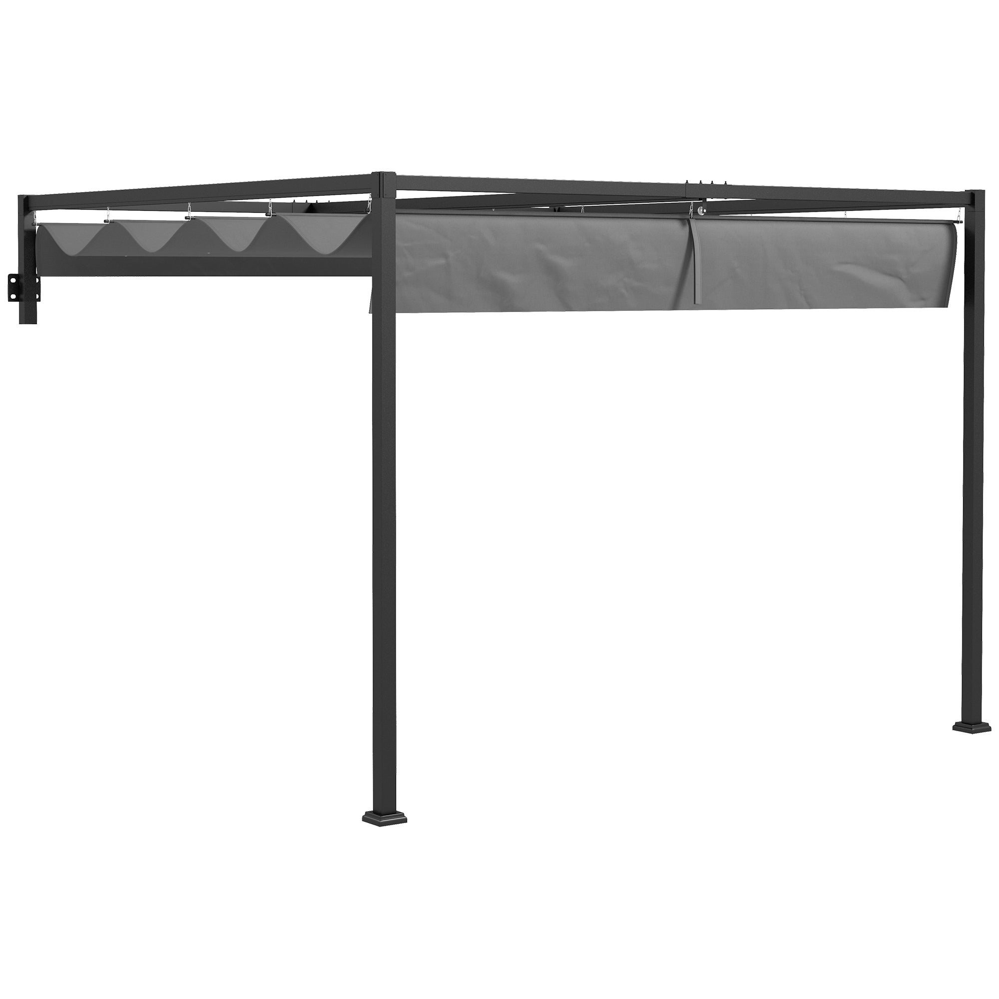 Pérgola de jardín con techo retráctil poliéster Outsunny 3x2x2 m  gris_84C-175