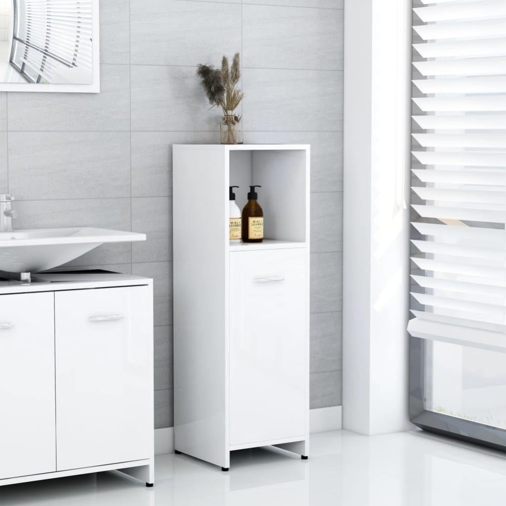 Armoire de salle de bain，Meuble de rangement Blanc brillant 30x30x95 cm840280 Leroy Merlin