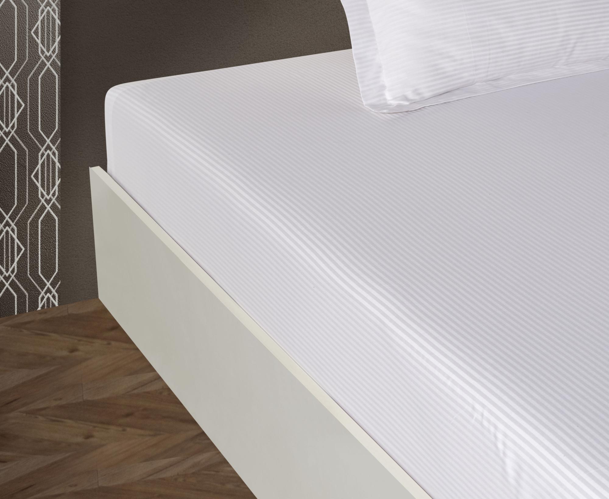 Drap plat satin de coton rayé 240x300 cm | Leroy Merlin