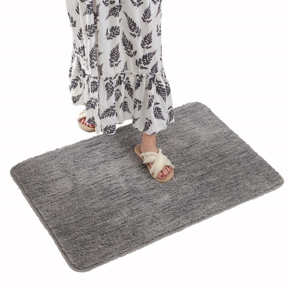 Tapis de Bain, Antidérapant Tapis Salle de Bain Épaissi Tapis Sortie de Douche Absorbant Tapis de Sol Ultra Doux en Microfibre, Gris, 40 x 60cm - 2