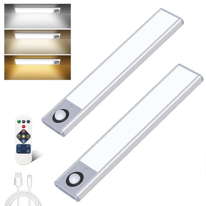 Lampe sous-meuble avec détecteur de mouvement, 20 cm, lumière magnétique  rechargeable, veilleuse de cuisine pour armoire, armoire, placard