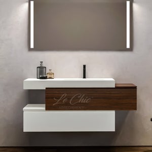 Mobile bagno moderno sospeso cannettato lavabo sfalsato - 120 cm