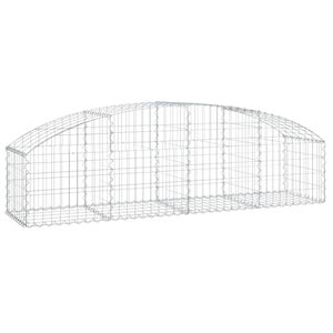 Panier De Gabion Arqué 200x50x120/140 Cm - Barrière De Jardin Décorative En Fer Galvanisé, Pour Clôture Et Insonorisation