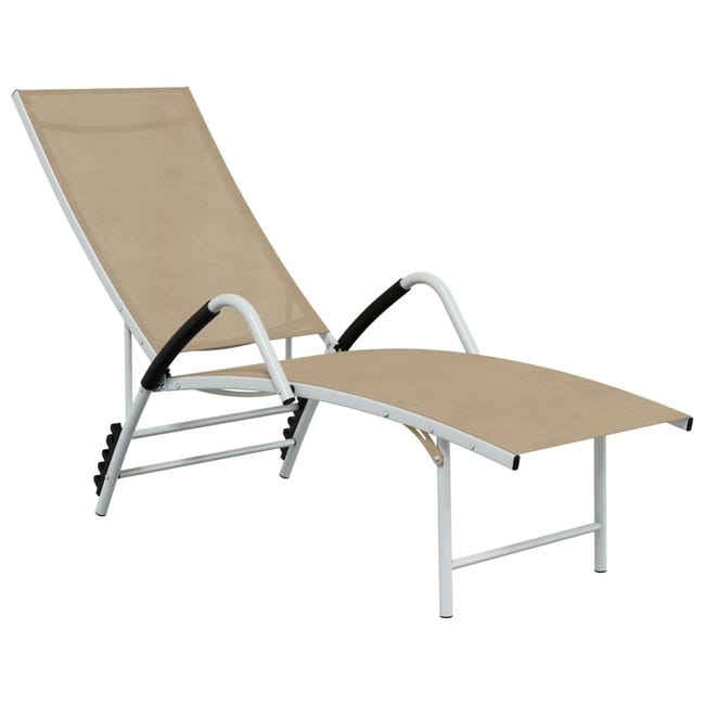 Chaise longue inclinable en textilene avec table d'appoint porte
