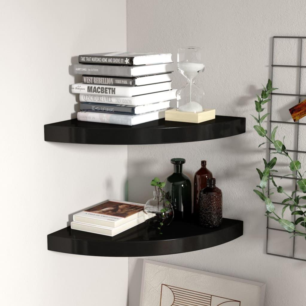 Set Da 3 Mensole Angolari Sospese In Legno Massello – Eleganti Ripiani A Muro Per Bagno, Cucina E Camera Da Letto – Pratici E Rustici
