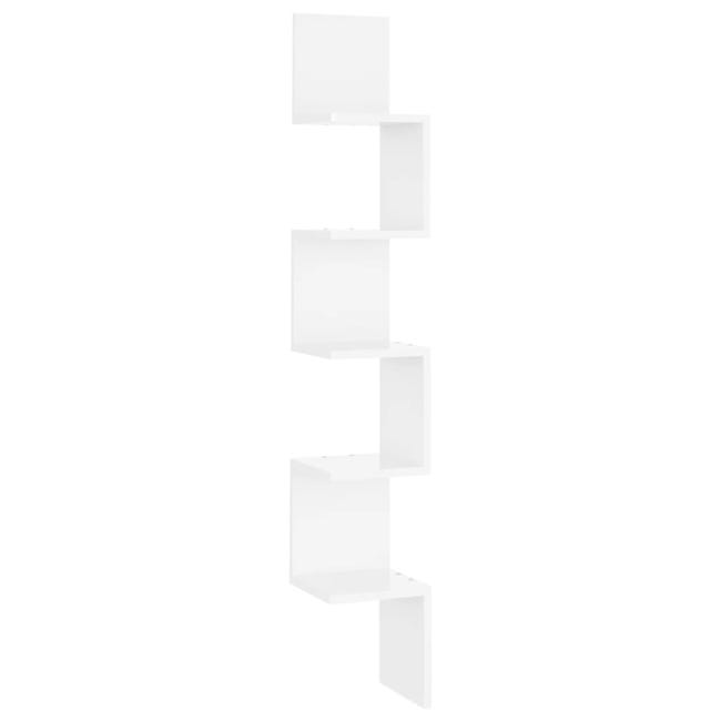 Mensola angolare a muro Bianco lucido 20x20x127,5 cm Truciolare