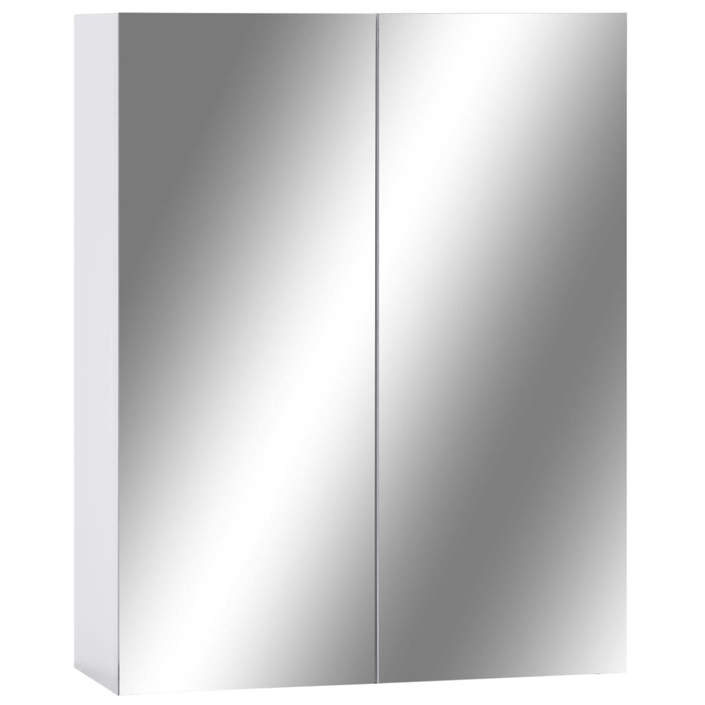 Meuble Miroir Salle de Bain 60x15x75 cm MDF Blanc et Chêne