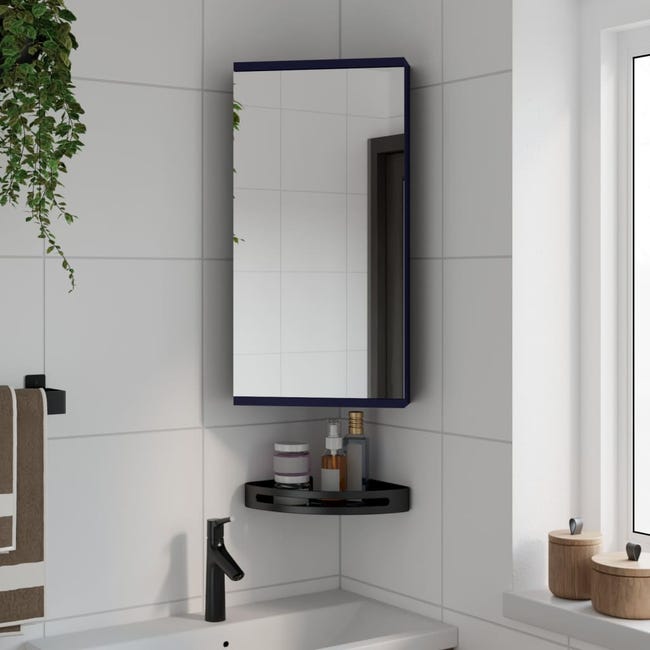 Mobile da bagno specchio angolare grigio 30x24x60 cm