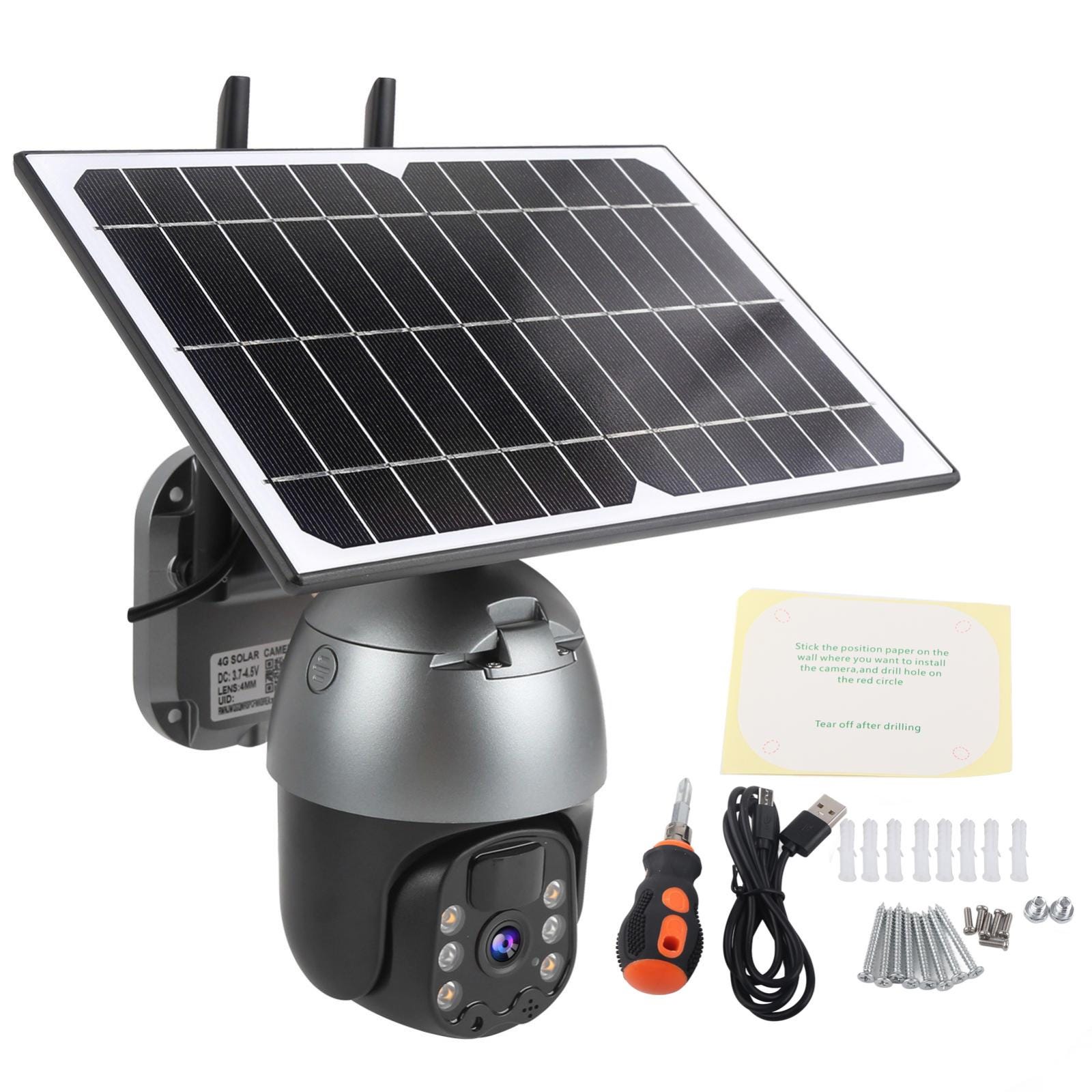 Telecamera Finta Solare Con Movimento E Rotazione 360° – Luce Rossa Lampeggiante Per Esterno, Giardino, Cortile E Garage, Antifurto Senza Fili
